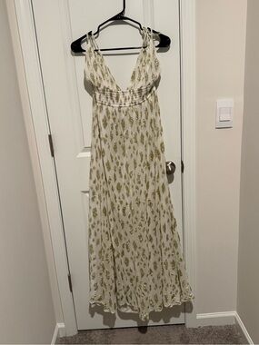 Altar'd State White and Gold Sequin Maxi Dress